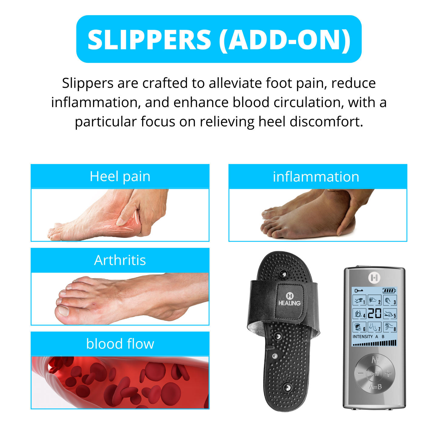 Pro-Pulse 8 TENS Complete 3-in-1 Pain Relief Package with Slippers and Belt