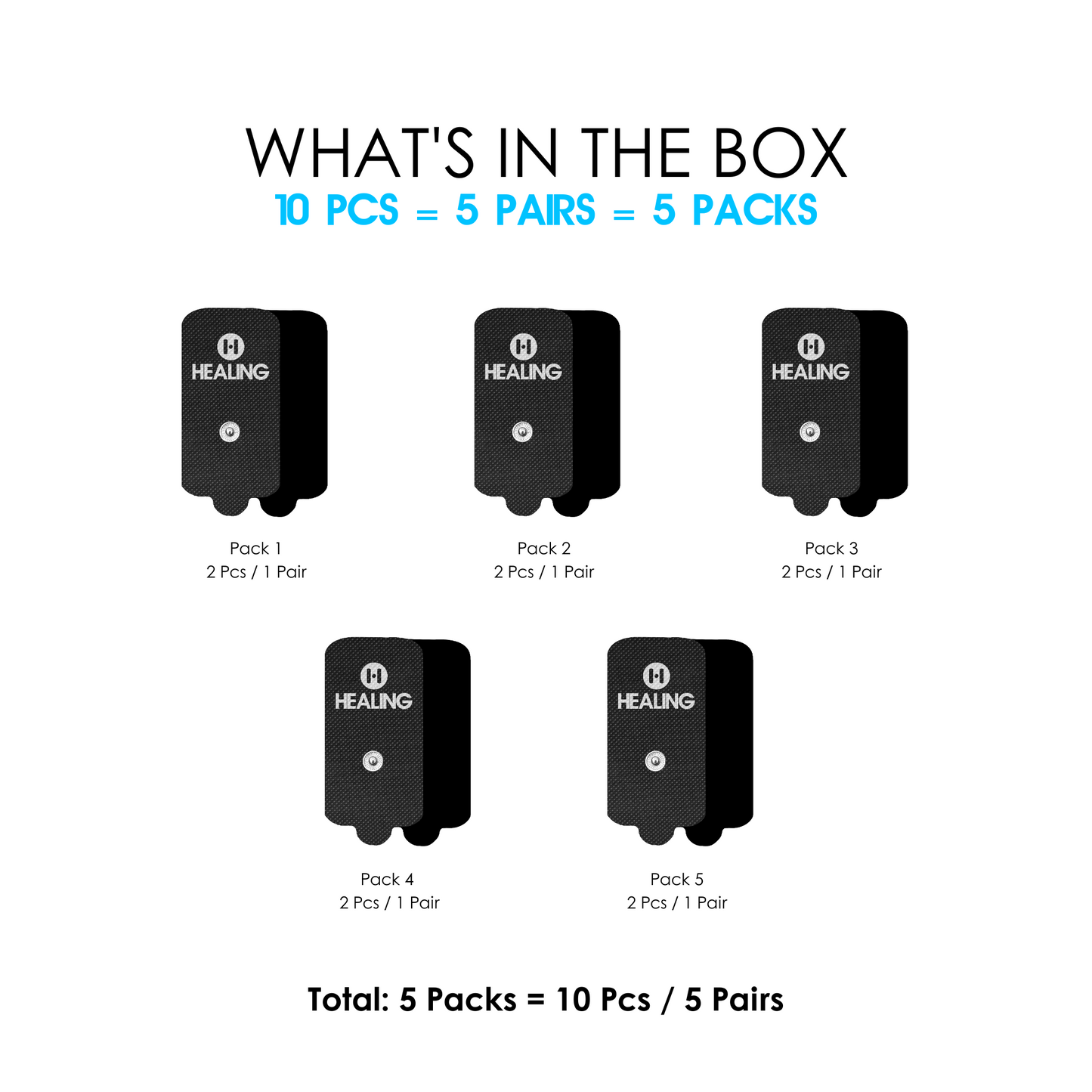 (5 Pair / 10 Pcs)Extra Large-Size Replacement TENS Unit Electrode Pads