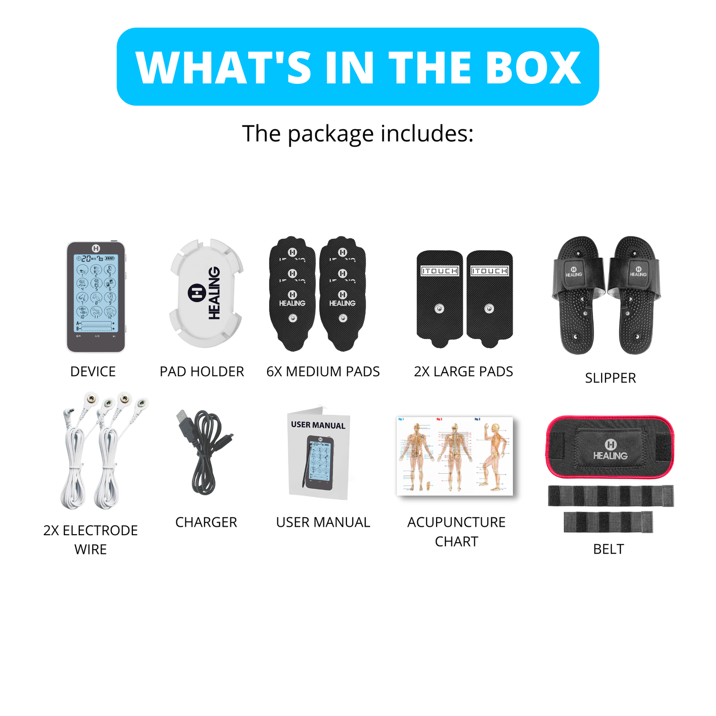 TOUCH-WAVE 12 Complete 3-in-1 Pain Relief Package with Slippers and Belt