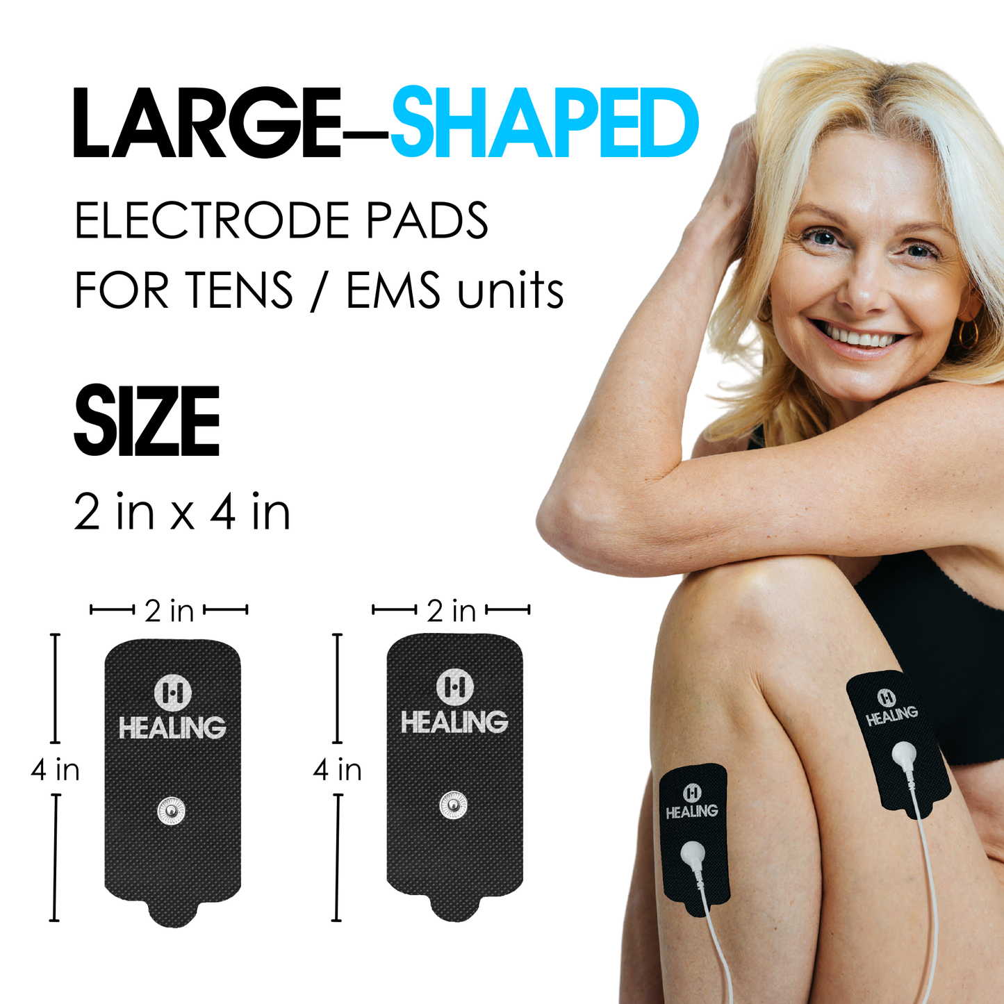 (10 Pair / 20 Pcs)Extra Large-Size Replacement TENS Unit Electrode Pads