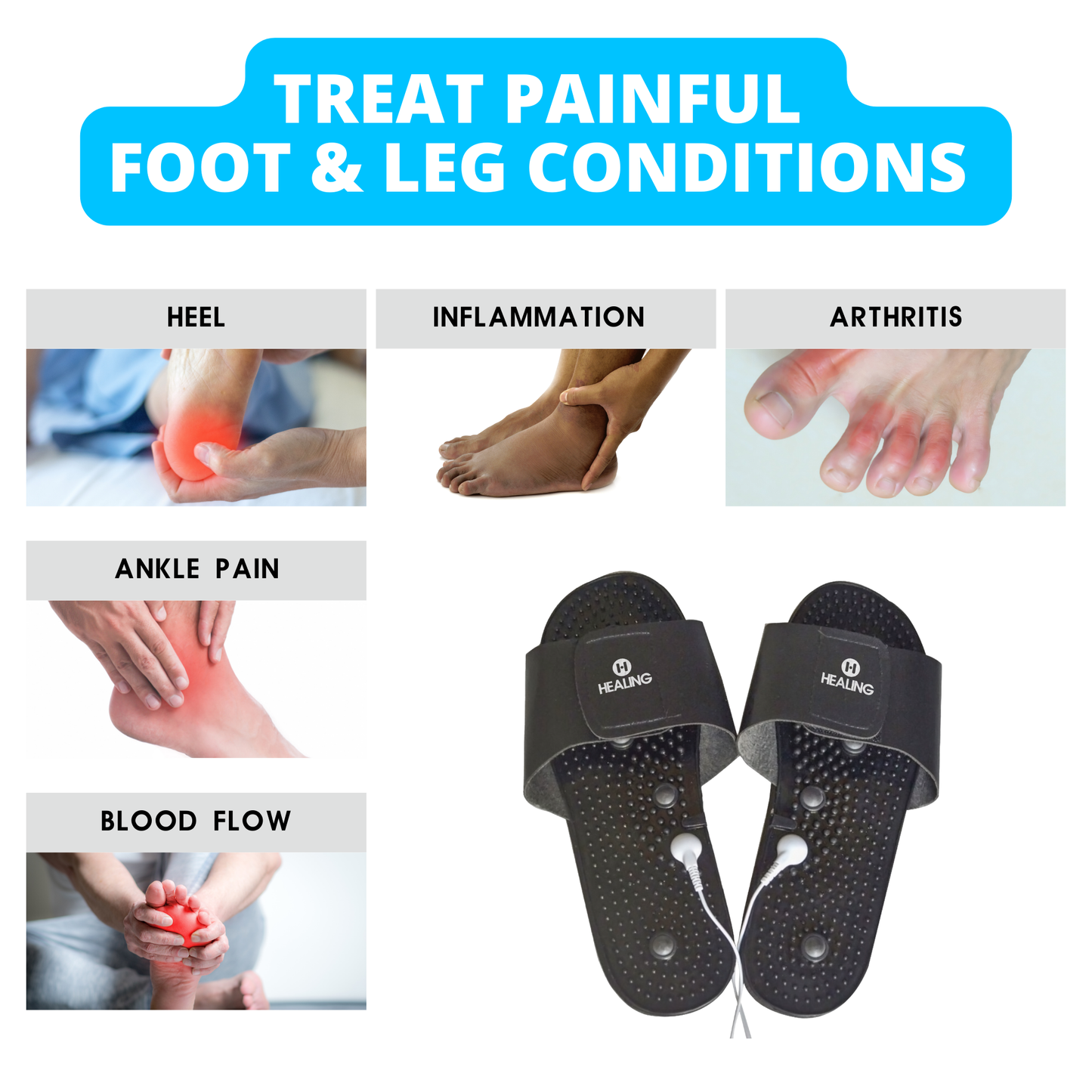 Foot Reflexology Slippers - For TENS Units