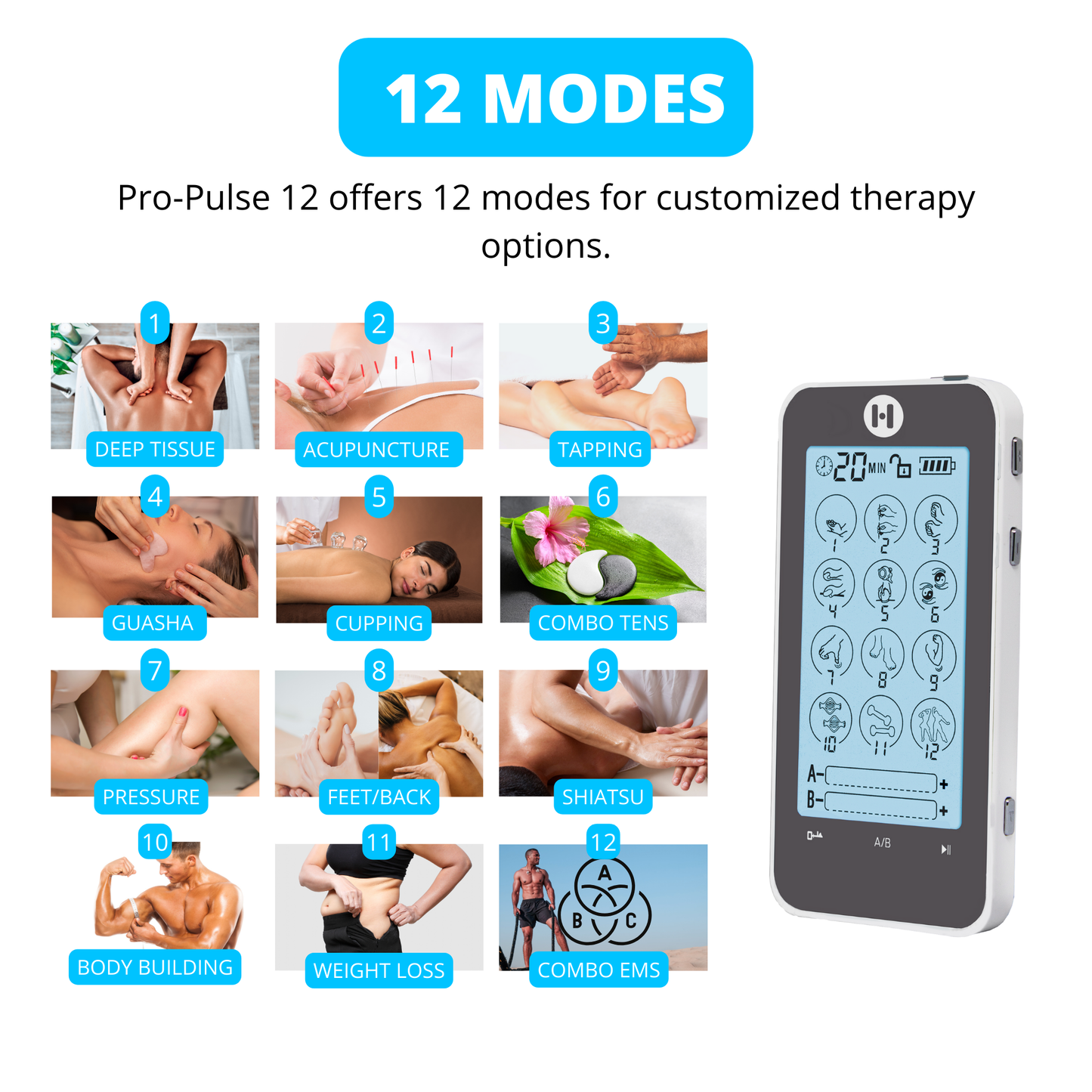 TOUCH-WAVE 12 Giftbox: Rechargeable TENS Device with 12 Modes for Ultimate Pain Relief!