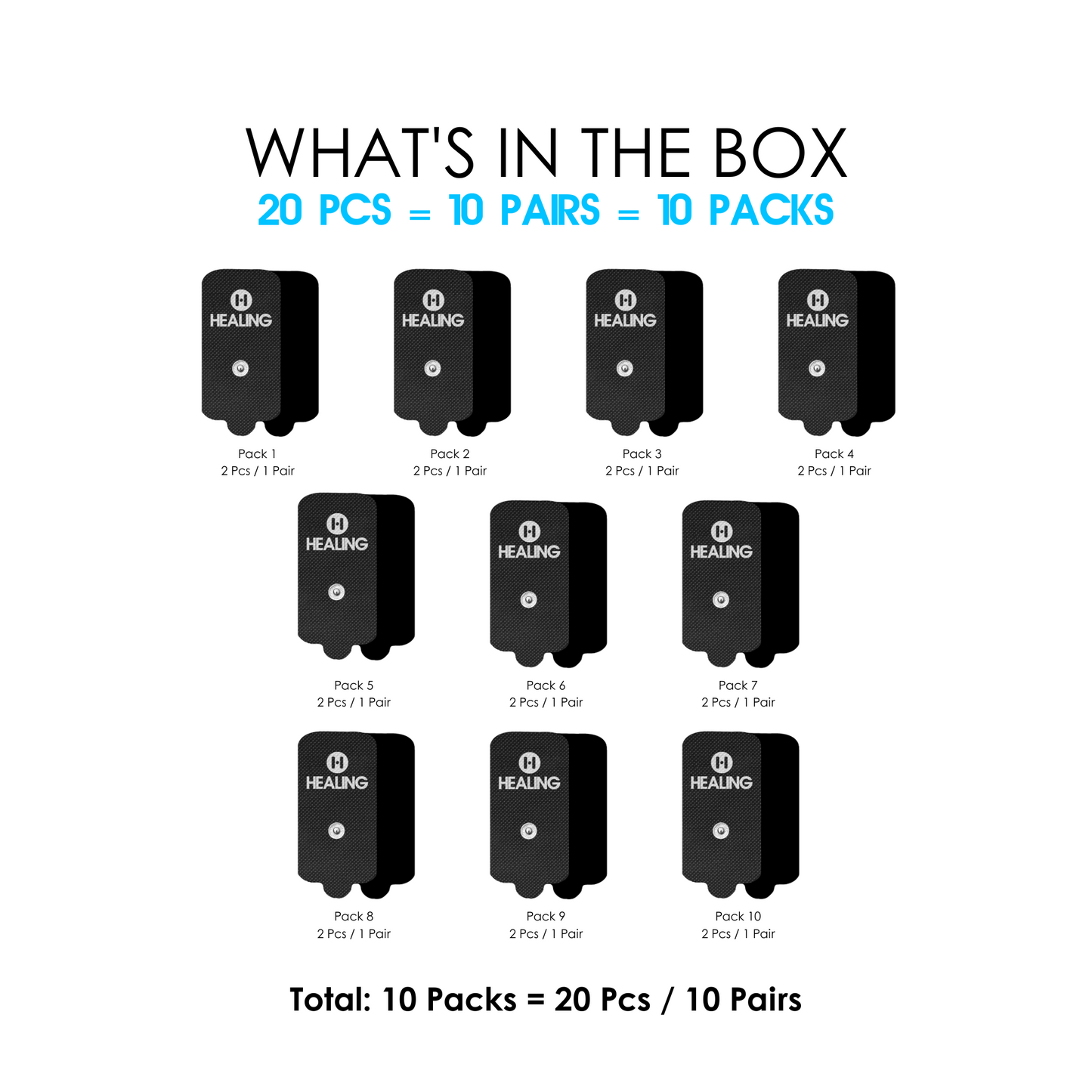 (10 Pair / 20 Pcs)Extra Large-Size Replacement TENS Unit Electrode Pads
