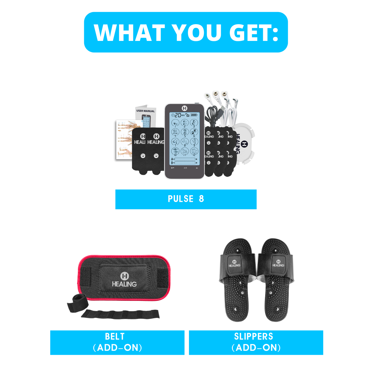 TOUCH-WAVE 12 Complete 3-in-1 Pain Relief Package with Slippers and Belt