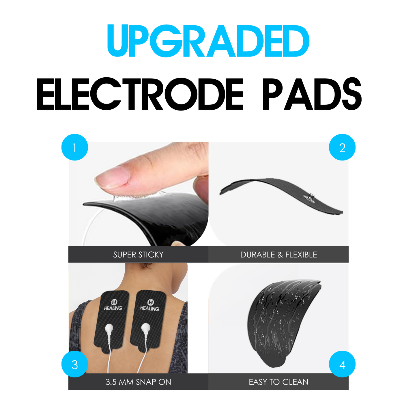 (10 Pair / 20 Pcs)Extra Large-Size Replacement TENS Unit Electrode Pads